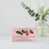 Leuke Dachshund Pups Pet Grooming Chique Roos Goud Visitekaartje (Staand voorkant)