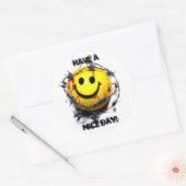 leuke dag - nieuw, Heb een , Leuke Dag! Ronde Sticker (Envelop)