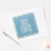 Leuke Daisy Bloemen Patroon Pastel Blauwe Kaarsen Vierkante Sticker (Envelop)