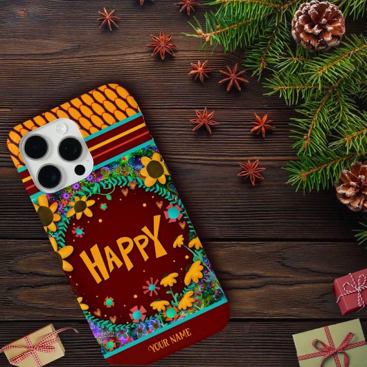 Leuke Daisy Floral Happy Inspirivity Naam Case-Mate iPhone Case