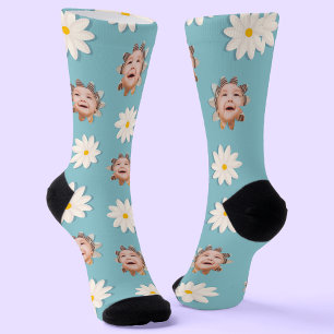 Leuke Daisy Print Heren Sokken met Eigen Afbeeldin