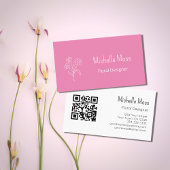 Leuke Daisy QR code Roze Bloemen Designer Visitekaartje
