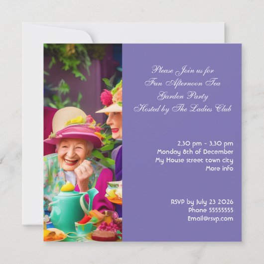 Leuke dames middag High Tea Garden Party 2 Kaart (Achterkant)