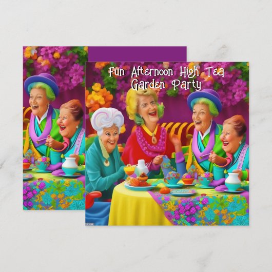 Leuke Dames Middag High Tea Garden Party 3 Kaart (Voorkant / Achterkant)