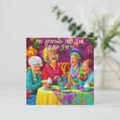 Leuke Dames Middag High Tea Garden Party 3 Kaart (Staand voorkant)