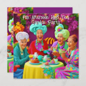 Leuke Dames Middag High Tea Garden Party 4 Kaart (Voorkant / Achterkant)