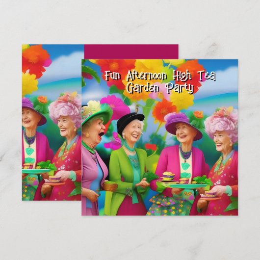Leuke dames middag High Tea Garden Party 5 Kaart (Voorkant / Achterkant)