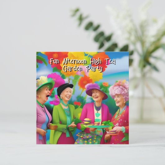 Leuke dames middag High Tea Garden Party 5 Kaart (Staand voorkant)