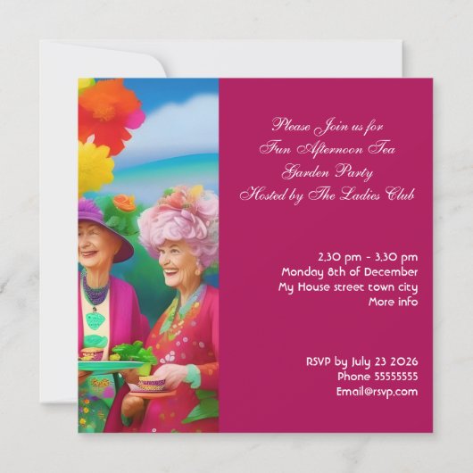 Leuke dames middag High Tea Garden Party 5 Kaart (Achterkant)