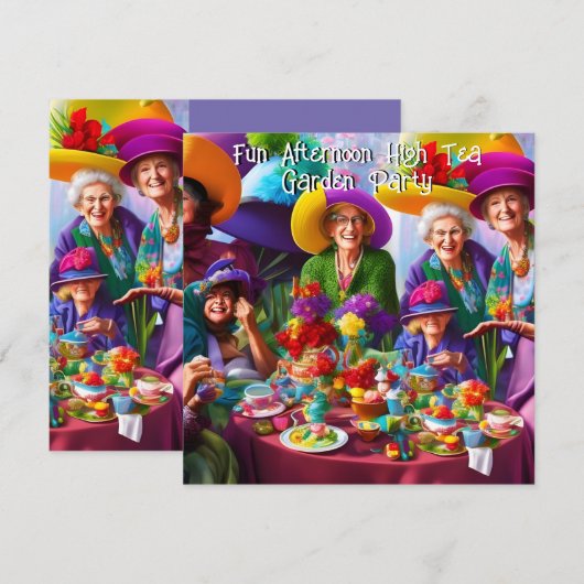 Leuke Dames Middag High Tea Garden Party Kaart (Voorkant / Achterkant)