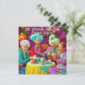 Leuke dames middag high tea tuinfeest 4 kaart (Staand voorkant)