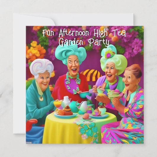 Leuke dames middag high tea tuinfeest 4 kaart (Voorkant)