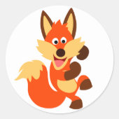 Leuke Dancing Cartoon Fox Sticker (Voorkant)