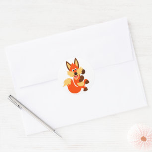 Leuke Dancing Cartoon Fox Sticker