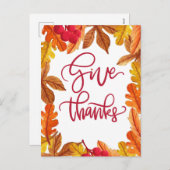 Leuke Dank met Bladeren Herfst Feestdagenkaart (Voorkant / Achterkant)