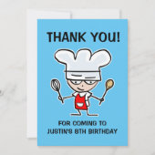 Leuke dankkaart voor verjaardagsfeestje met bakact bedankkaart (Voorkant)