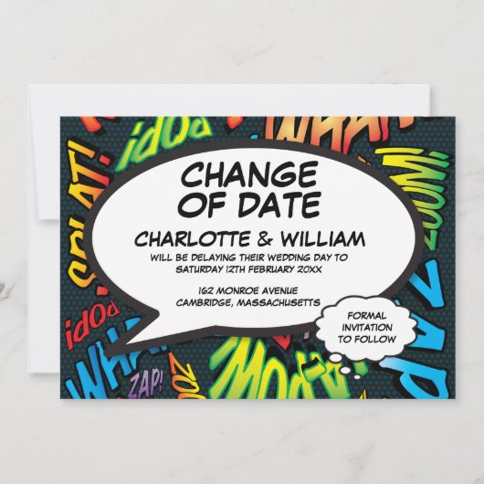 Leuke datumwijziging Moderne lol Datumwijziging Ui Save The Date (Voorkant)