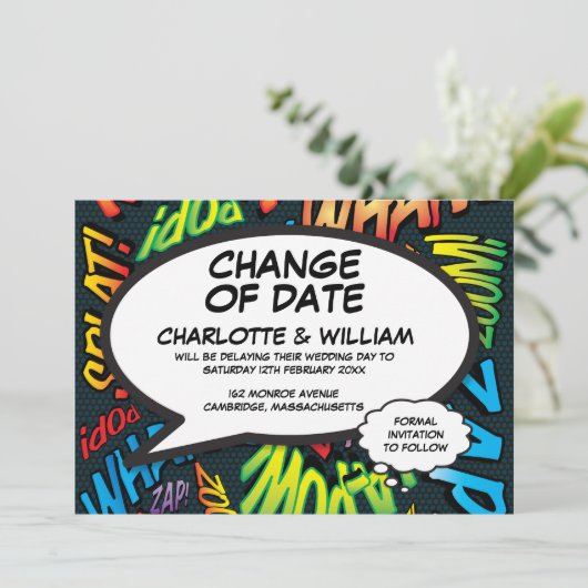 Leuke datumwijziging Moderne lol Datumwijziging Ui Save The Date (Staand voorkant)