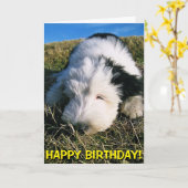 Leuke de verjaardagskaart van het herdershondpuppy kaart (Gele Bloem)