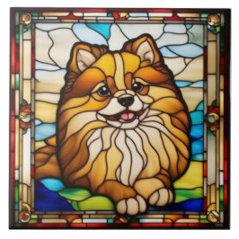 Leuke decoratieve keramische tegel met Pomeranian Tegeltje
