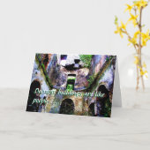 Leuke 'Decrepit gebouw' Verjaardag Kaart (Gele Bloem)