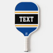 Leuke Deep Blue Geel Zwart Wit Racing Stripes Pickleball Paddle (Achterkant)