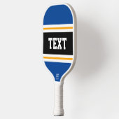 Leuke Deep Blue Geel Zwart Wit Racing Stripes Pickleball Paddle (Links)