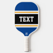 Leuke Deep Blue Geel Zwart Wit Racing Stripes Pickleball Paddle (Voorkant)