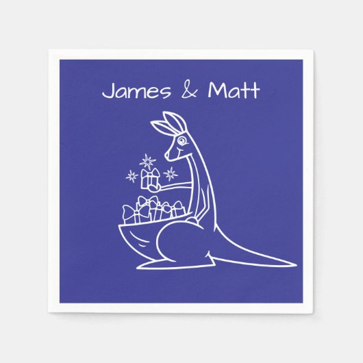 Leuke Deep Blue Kangaroo verjaardagsfeestje Servet (Voorkant)