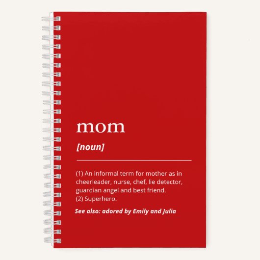 Leuke definitie van Rode Moeder met aangepaste kin Notitieboek (Voorkant)