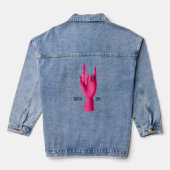 Leuke denim jas voor de roze rocker denim jacket (Achterkant)