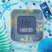 Leuke Denim Pattern Fifty & FABULOUS! 50ste verjaa Papieren Bordje (Feest)