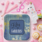 Leuke Denim Pattern Fifty & FABULOUS! 50ste verjaa Papieren Bordje (Feest)