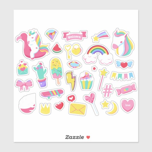 Leuke Design Bundel Eenhoorn Meisjes Fairy Sticker (Vel)