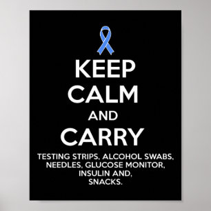 Leuke Diabeticus Houd Kalm Type 1 Type 2 Diabetes Poster