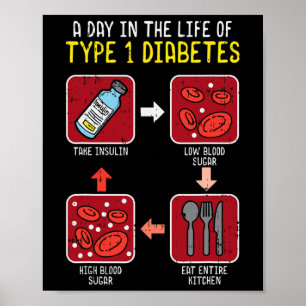 Leuke Diabetische Type 1 Levenscyclus - Fun Diabet Poster