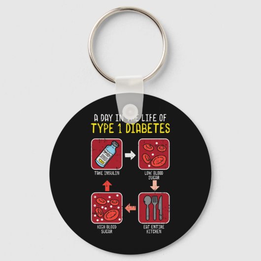 Leuke Diabetische Type 1 Levenscyclus - Fun Diabet Sleutelhanger (Voorkant)