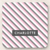 Leuke diagonale strepen patroon aangepaste naam bier onderzetter (Voorkant)