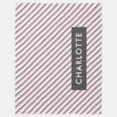 Leuke diagonale strepen patroon aangepaste naam fleece deken (Voorkant)