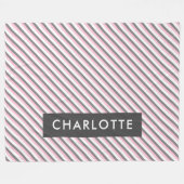 Leuke diagonale strepen patroon aangepaste naam fleece deken (Voorkant (Horizontaal))