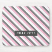 Leuke diagonale strepen patroon aangepaste naam muismat (Voorkant)
