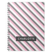 Leuke diagonale strepen patroon aangepaste naam notitieboek (Voorkant)