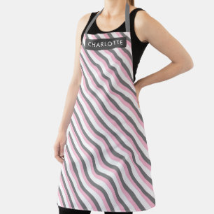Leuke diagonale strepen patroon aangepaste naam schort