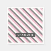 Leuke diagonale strepen patroon aangepaste naam servet (Voorkant)