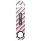 Leuke diagonale strepen patroon aangepaste naam speed flessenopener (Voorkant)