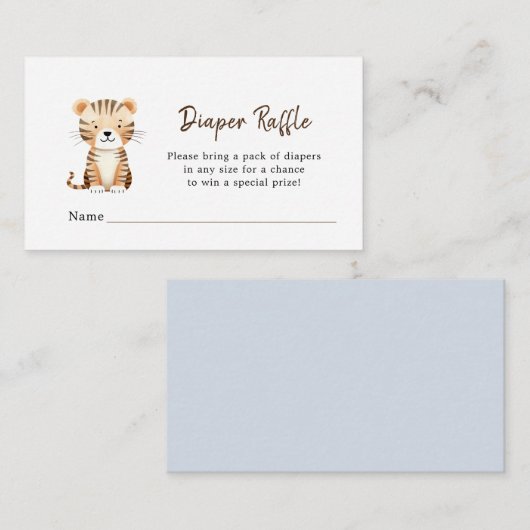 Leuke Dier Baby Boy douche Luier Raffle Informatiekaartje (Voorkant / Achterkant)