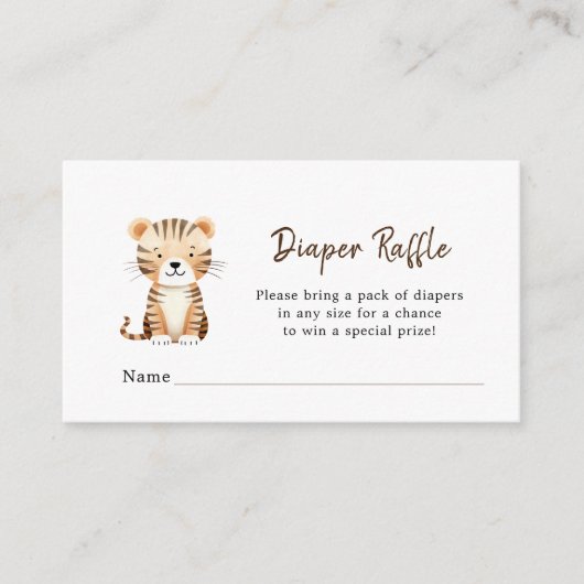 Leuke Dier Baby Boy douche Luier Raffle Informatiekaartje (Voorkant)