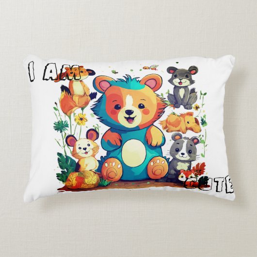 Leuke Dier cartoon nieuw ik ben schattig Accent Kussen (Voorkant)