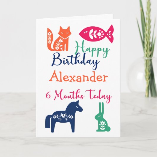 Leuke dieren 6 maanden Verjaardag Kaart (Voorkant)
