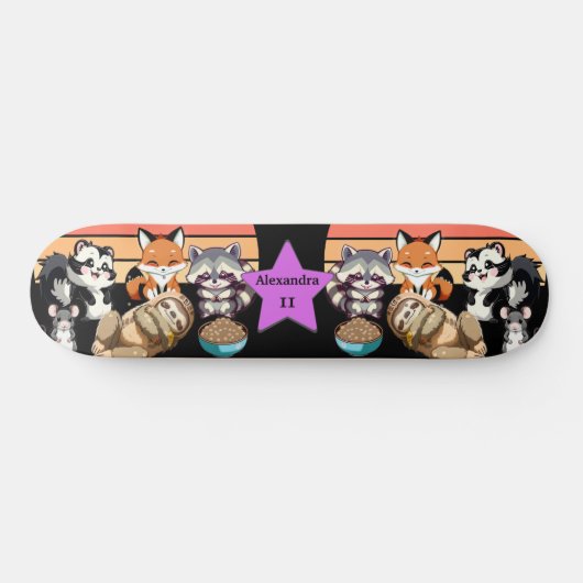 Leuke dieren aangepaste naam persoonlijk skateboard (Horizontaal)